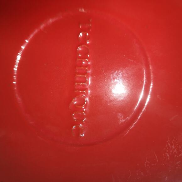 TECHNIQUE EUC ENAMELED RED TOMATO CAST IRON DUTCH OVEN POT 2 QT - Picture 5 of 7